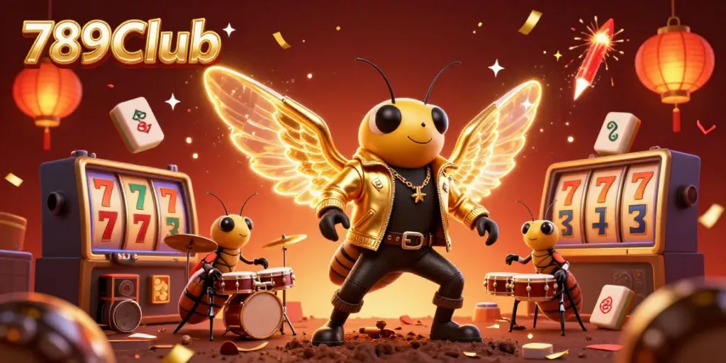 Experience thrilling gameplay at 789Club with dynamic characters, game elements, and vibrant celebration effects.