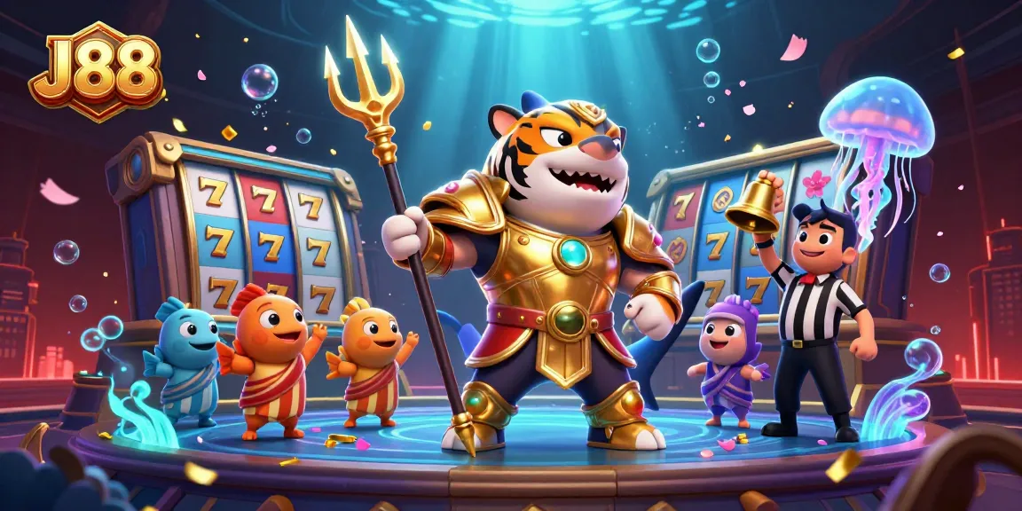 Engage with thrilling J88 slots featuring a shark gladiator in an underwater colosseum.