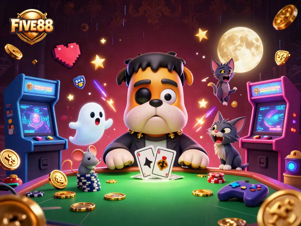 FIVE88 allows players to engage in thrilling card games with a unique twist featuring a bulldog dealer.